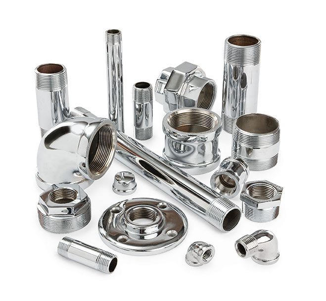 Chrome plated brass pipe fittings for plumbing systems