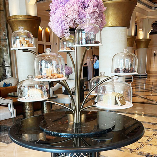 Custom fabricated table top dessert stand for hotel dining created in Sharjah UAE