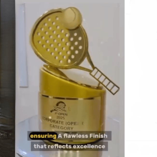 High brilliance 24K gold plated championship trophy award